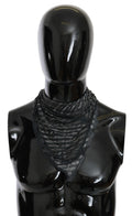 Costume National Schwarzer grauer Viskose Foulard Markenschal