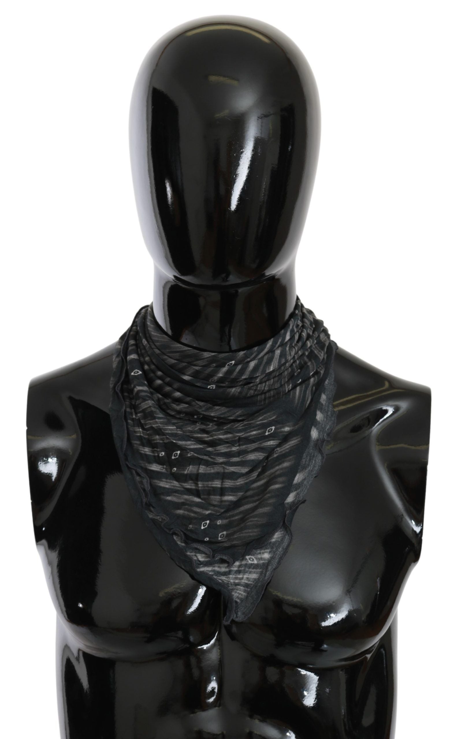 Costume National Schwarzer grauer Viskose Foulard Markenschal