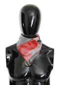 Costume National Red Scarf in 100% Silk with Grey Trademark Logo