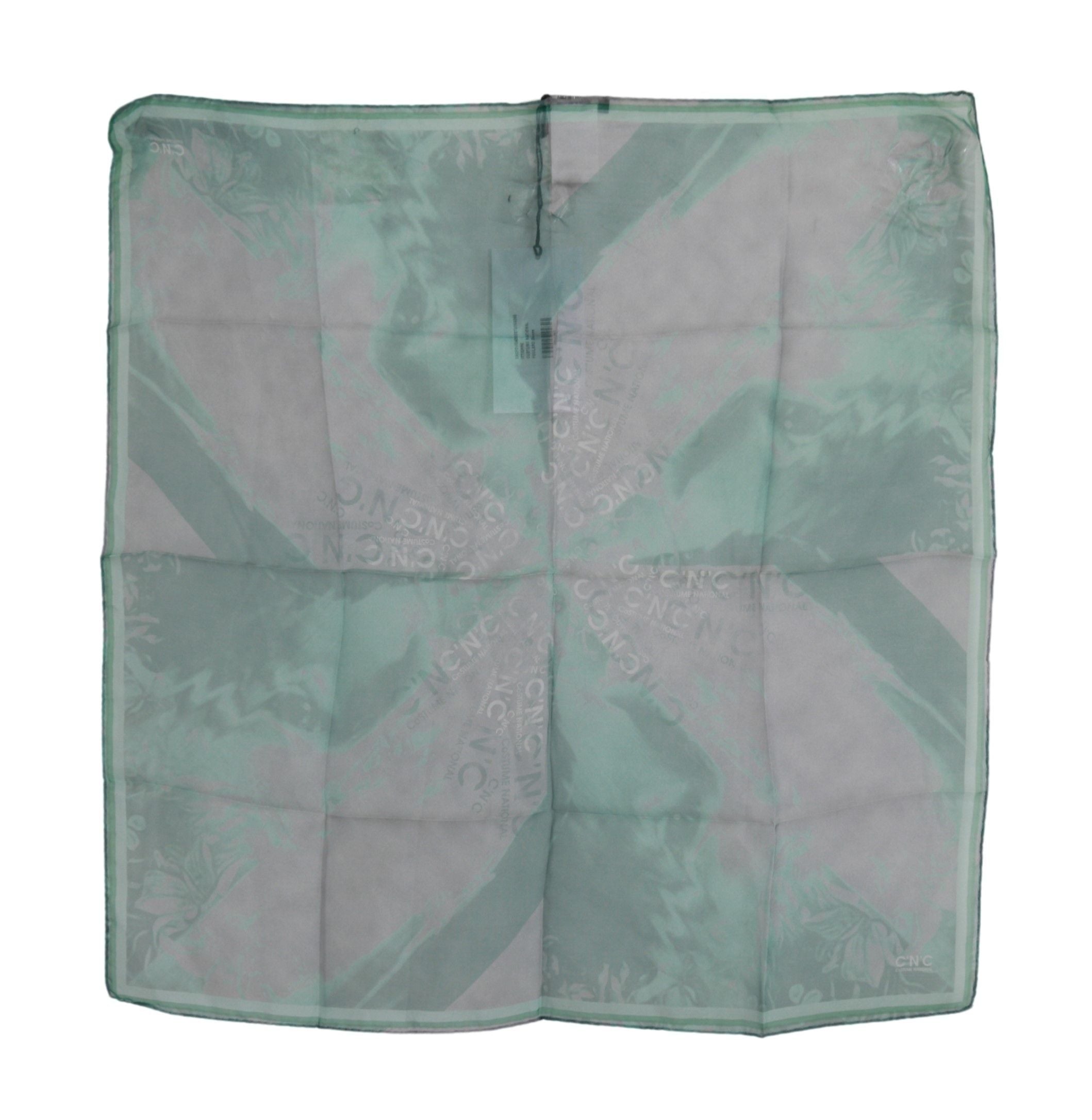 Costume National Green Silk Scarf Foulard Wrap Scarf