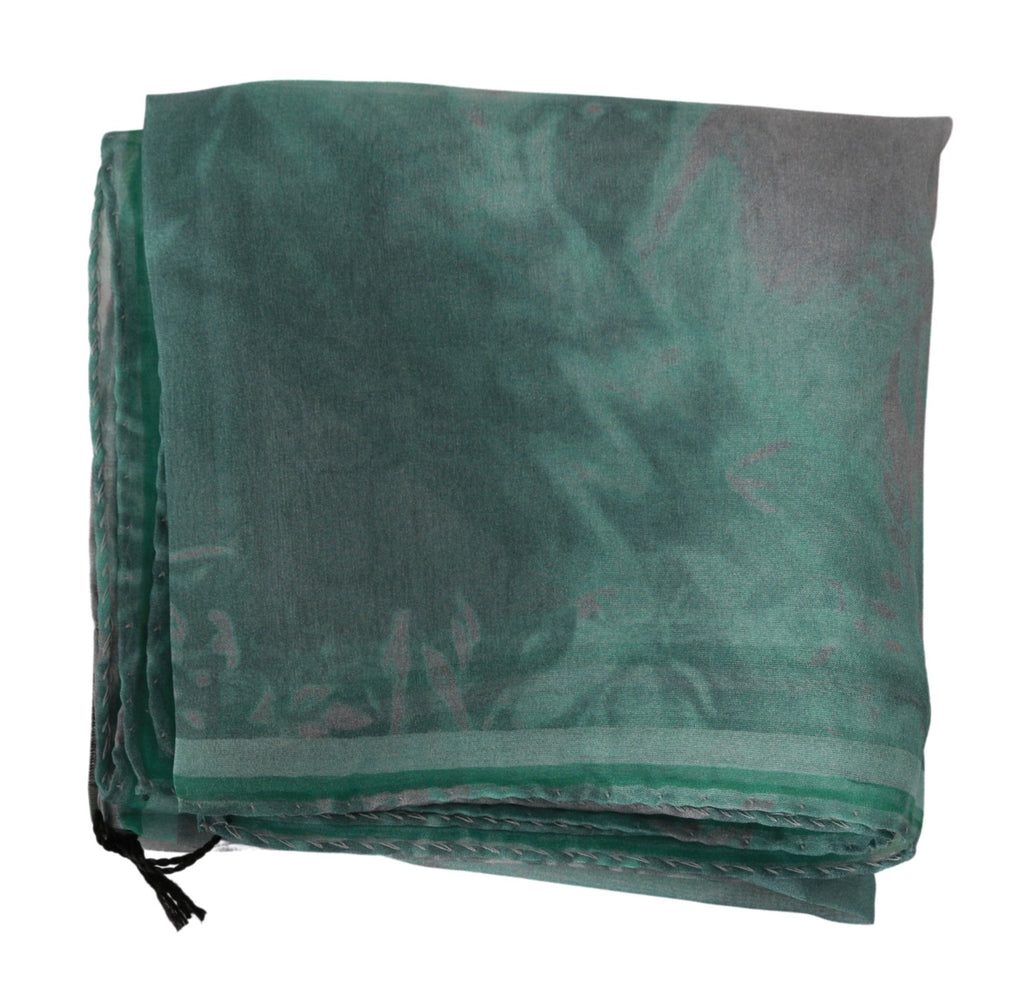 Costume National Green Silk Scarf Foulard Wrap Scarf