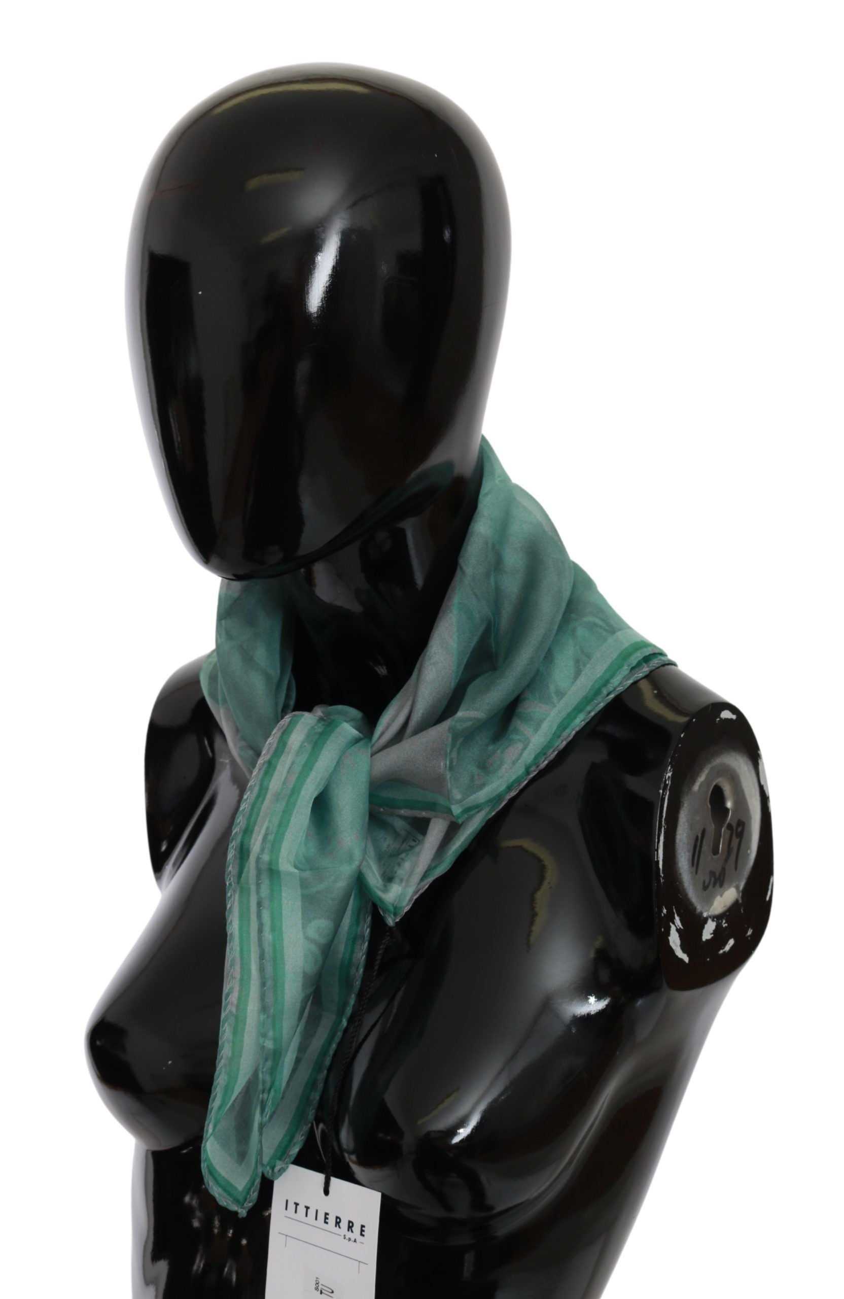 Costume National Green Silk Scarf Foulard Wrap Scarf