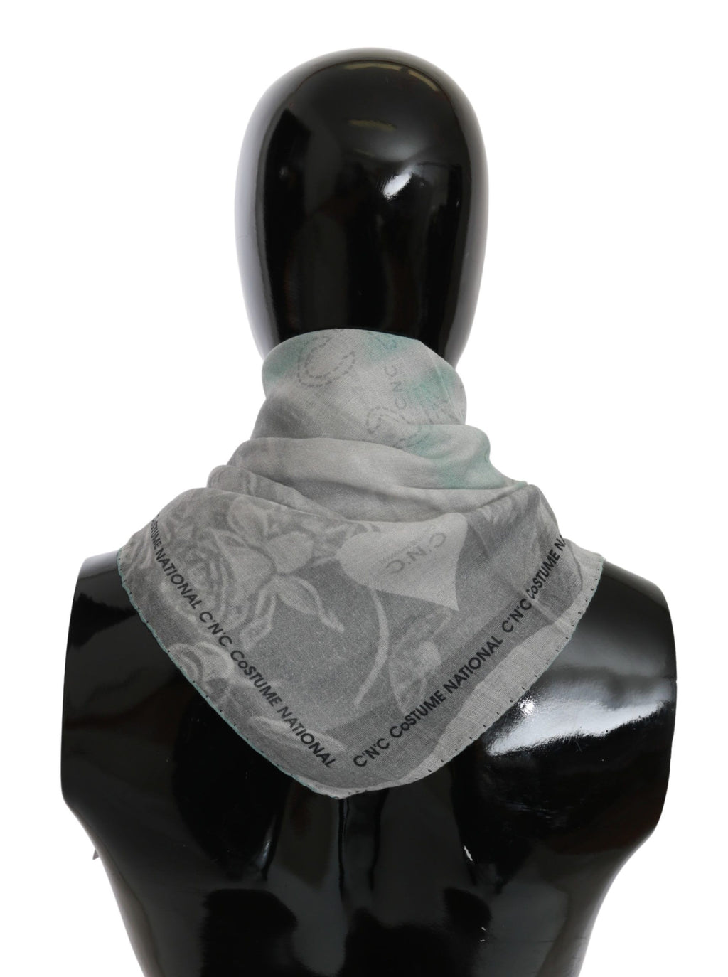 Costume National Grey Silk Scarf Foulard Wrap Scarf