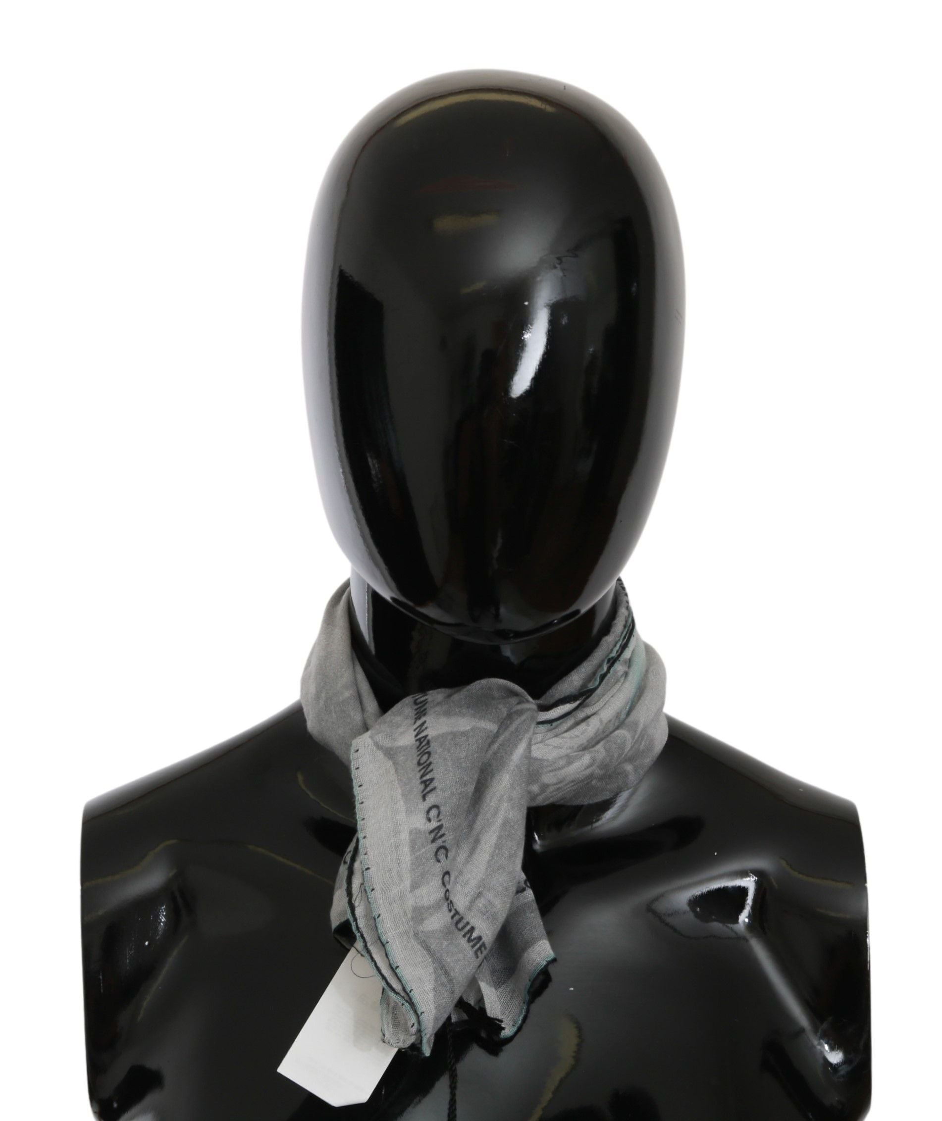 Costume National Grey Silk Scarf Foulard Wrap Scarf