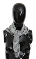 Costume National Grey Silk Scarf Foulard Wrap Scarf