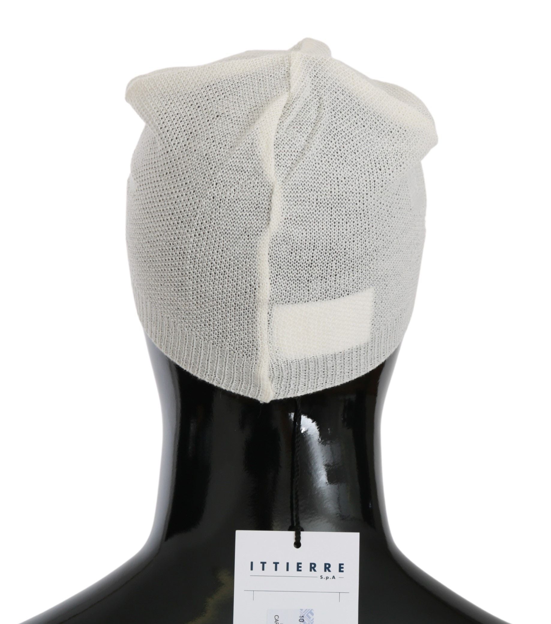 Costume National Beanie White Wool Blend Branded Beanie