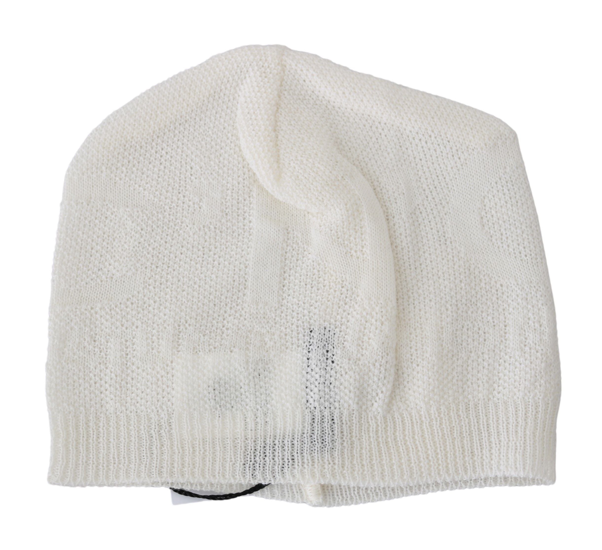 Costume National Beanie White Wool Blend Branded Beanie