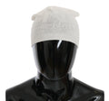Costume National Beanie White Wool Blend Branded Beanie