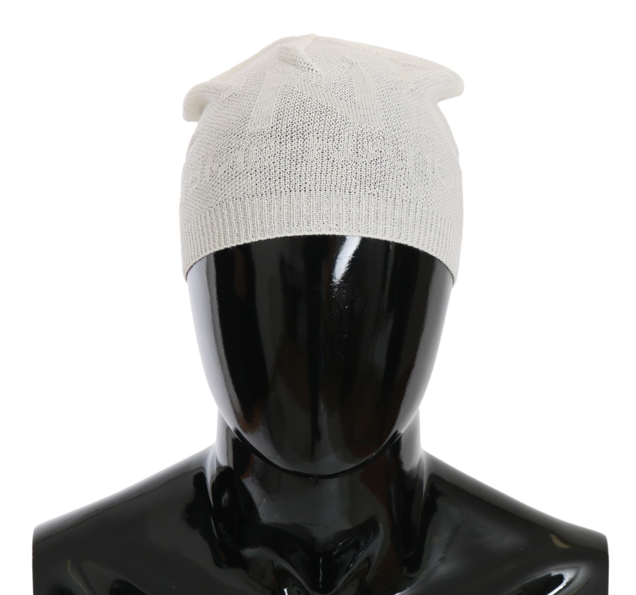 Costume National Beanie White Wool Blend Branded Beanie