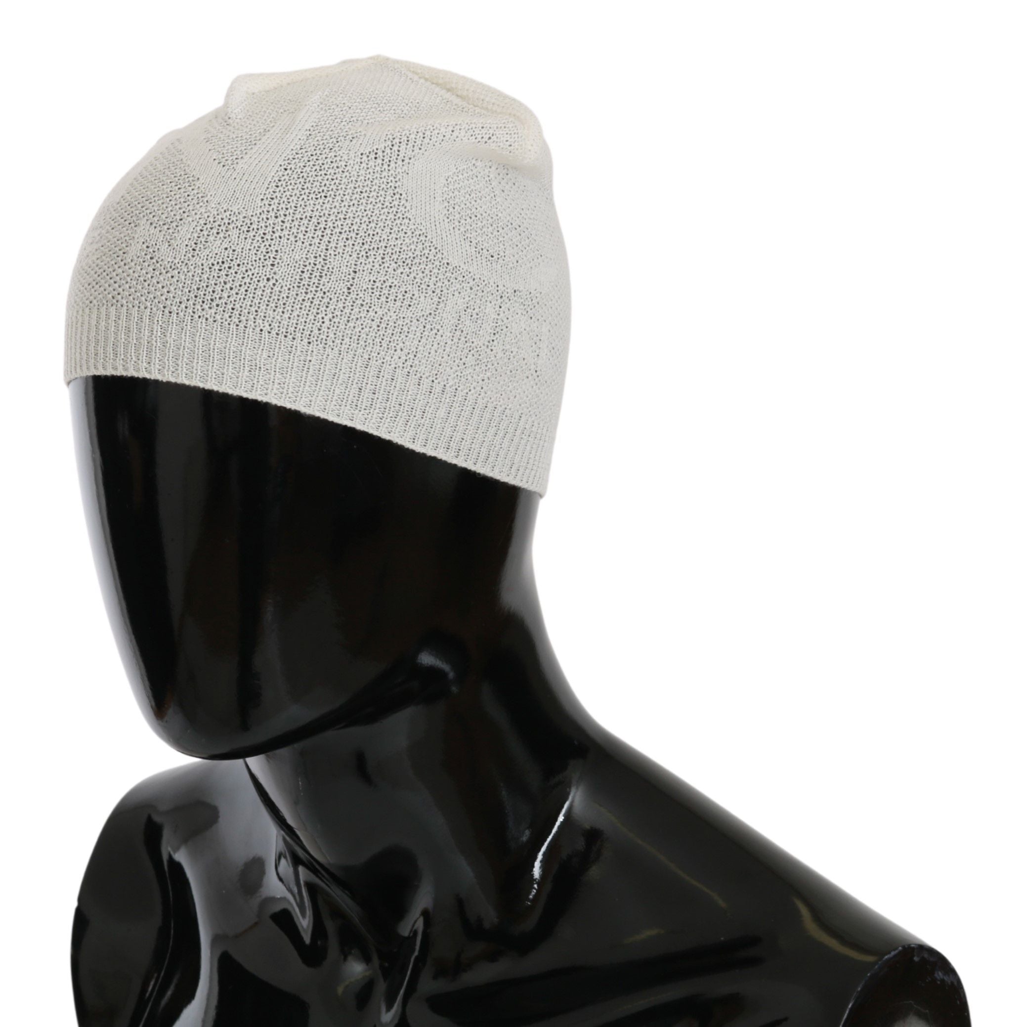 Costume National Beanie White Wool Blend Branded Beanie