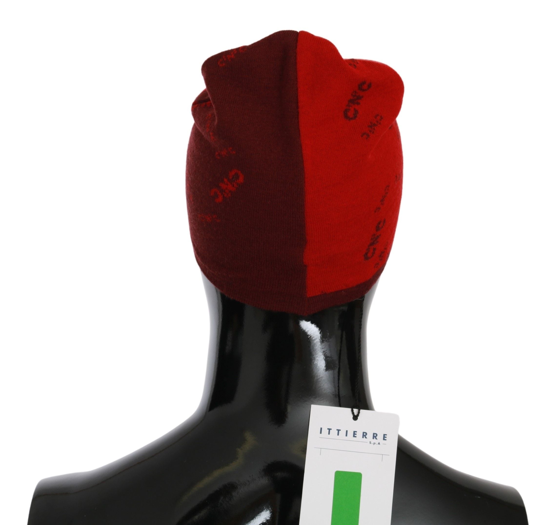Costume National Red Wool Blend Branded Beanie
