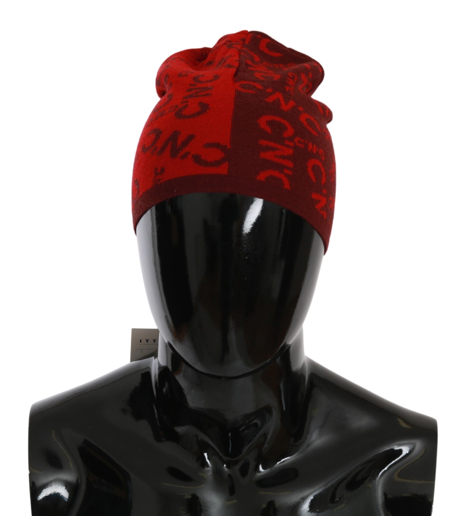 Costume National Red Wool Blend Branded Beanie