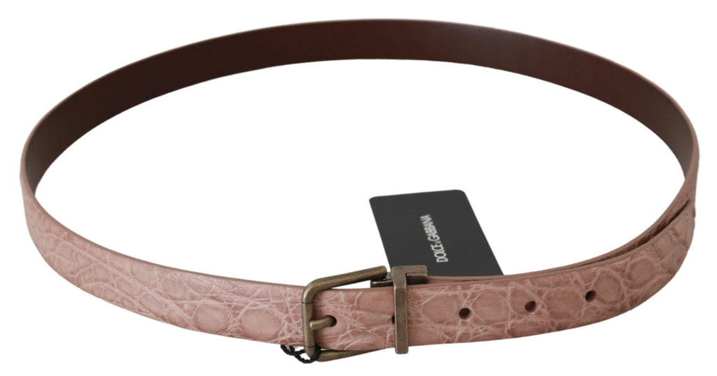 Dolce & Gabbana Beige Exotische Haut Goldschnalle Ledergürtel