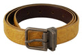 Dolce & Gabbana Yellow Exotic Leather Belt with Grey Buckle