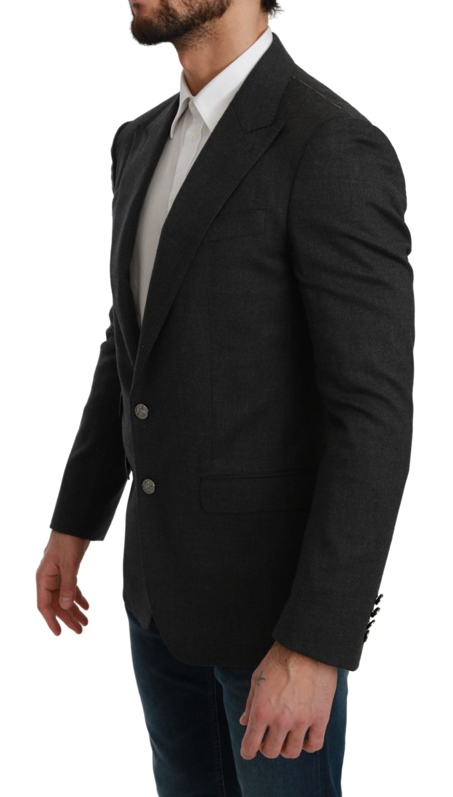 Dolce & Gabbana Graue NAPOLI Slim Fit Jacke Wollblazer