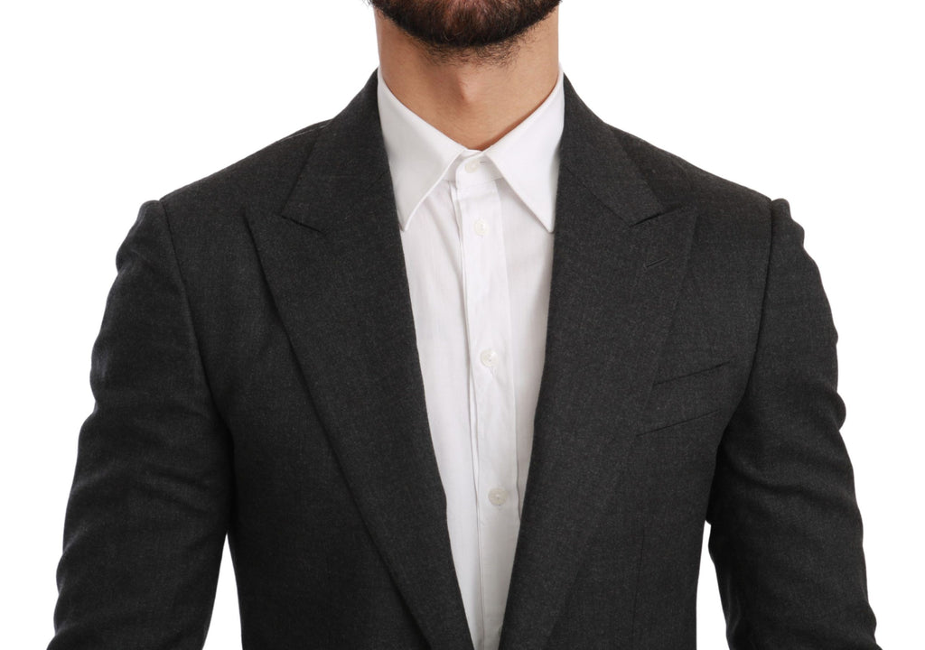 Dolce & Gabbana Graue NAPOLI Slim Fit Jacke Wollblazer