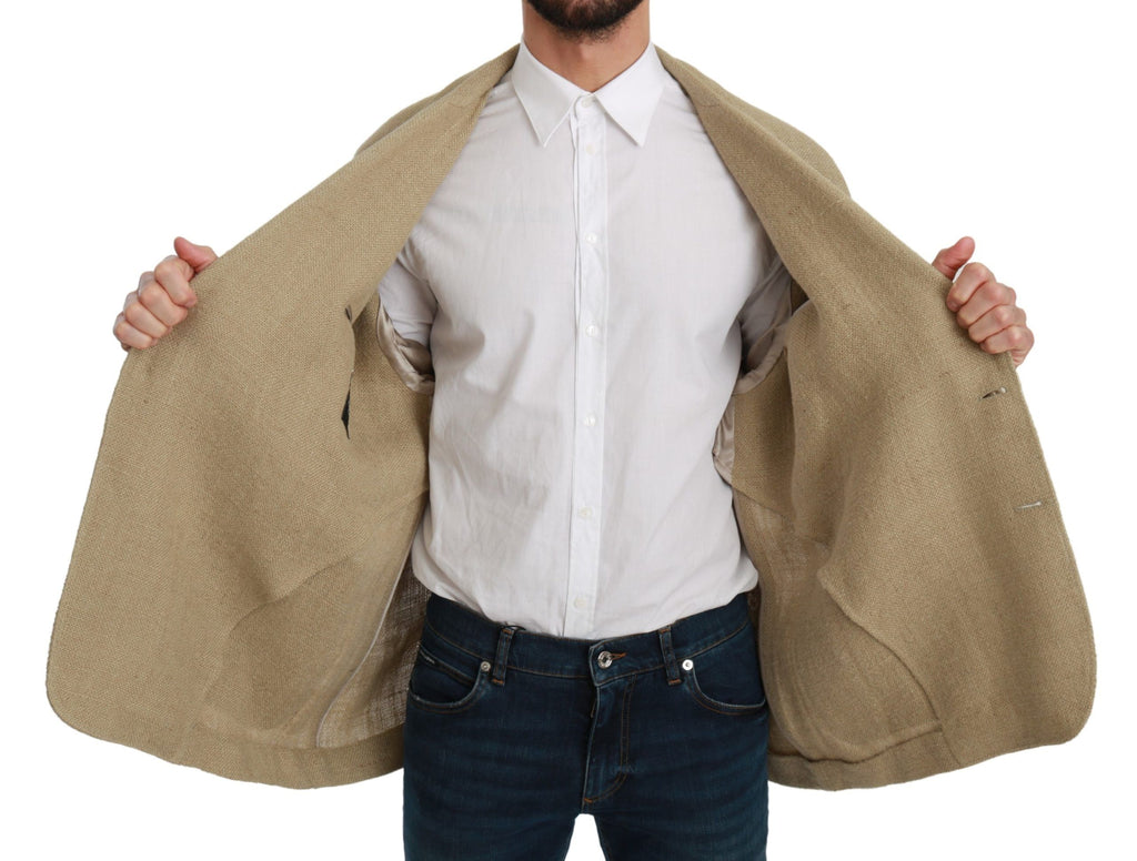 Dolce & Gabbana Beige Jacke Mantel 100% Jute Blazermantel