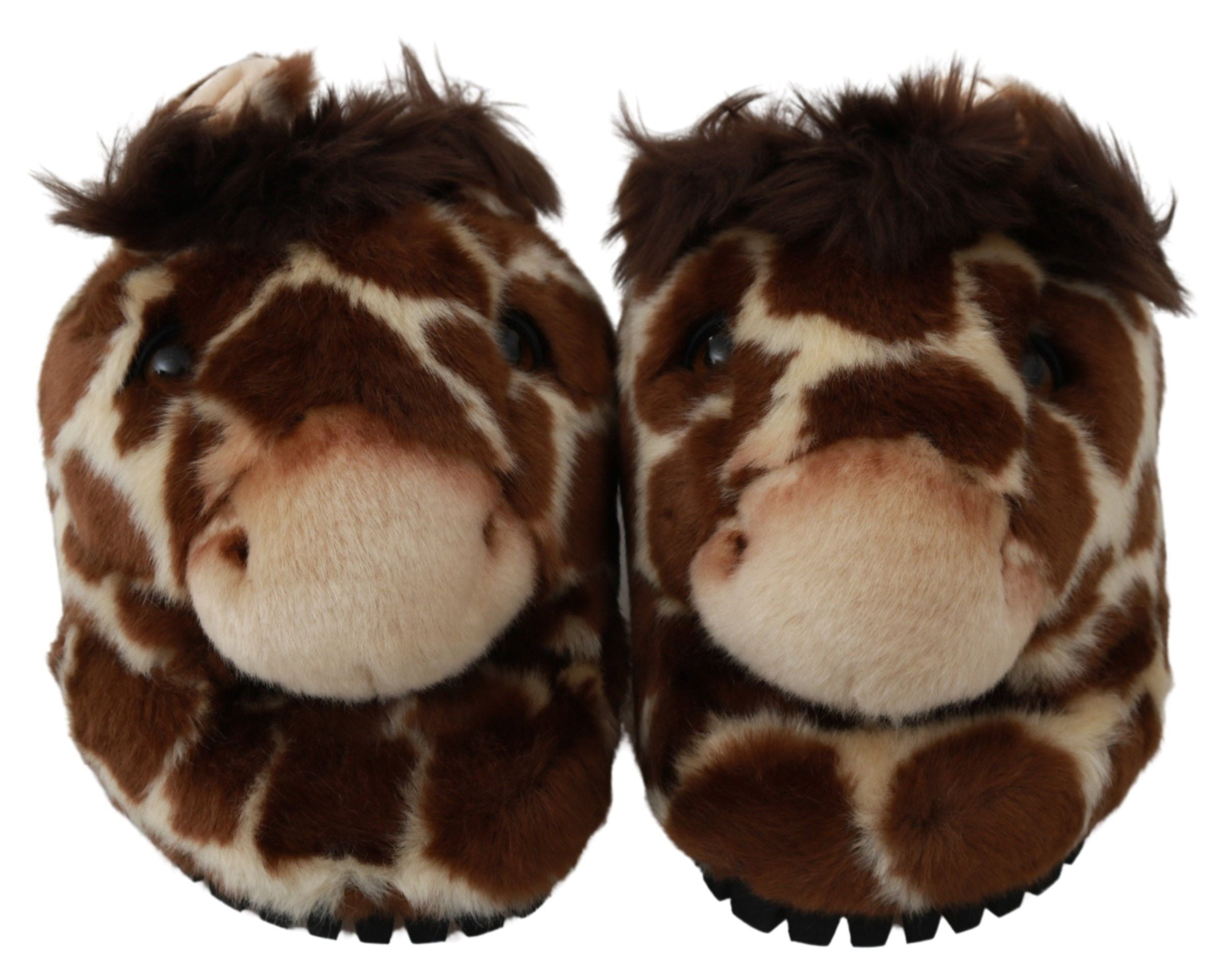 Dolce & Gabbana Brown Giraffe Slippers Flat Sandals Shoes