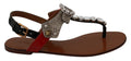Dolce & Gabbana Leder Ayers Kristall Sandalen Flip Flops Schuhe