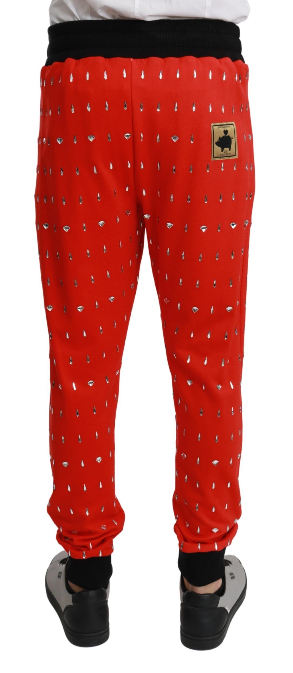 Dolce & Gabbana Rote Sparschwein-Baumwoll-Kristall-Hose Hose