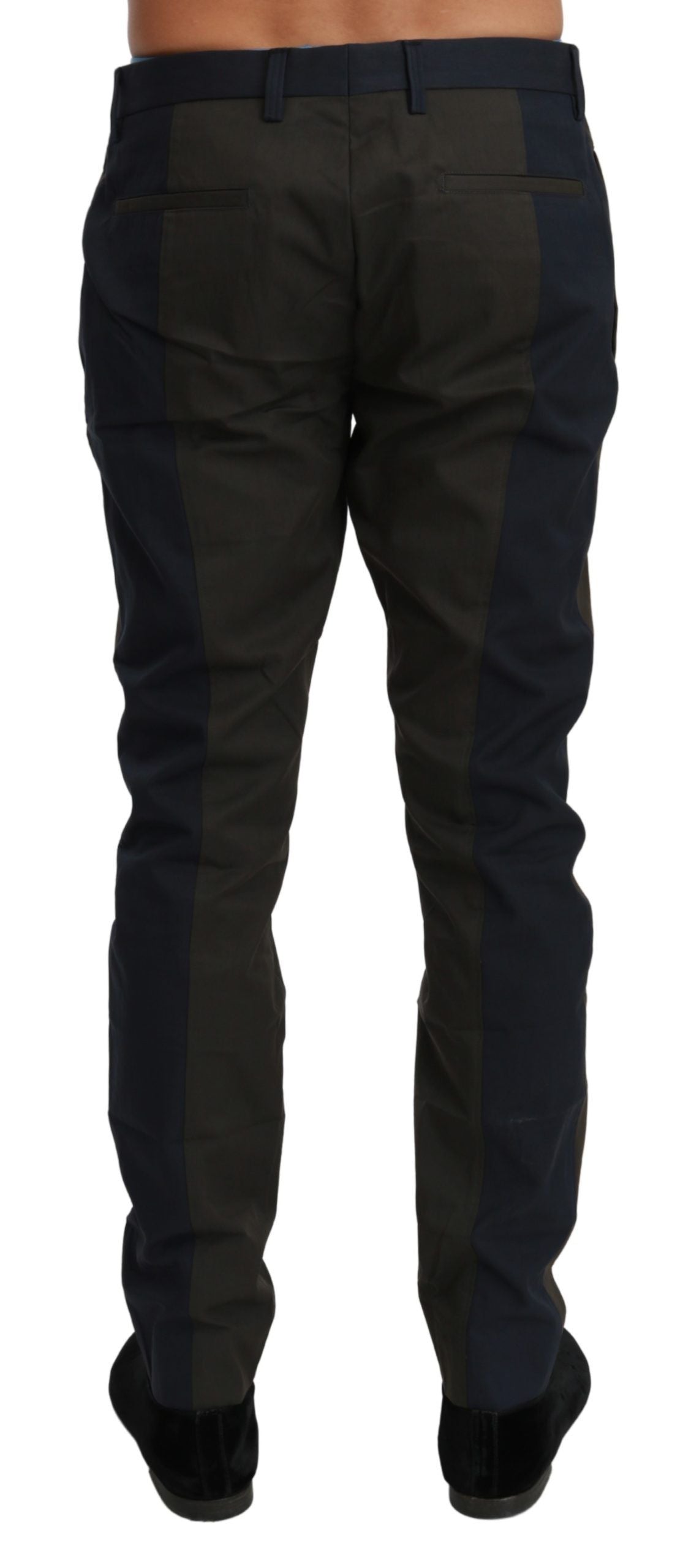 Dolce & Gabbana Blaugrau gestreift Hose Baumwolle Hose