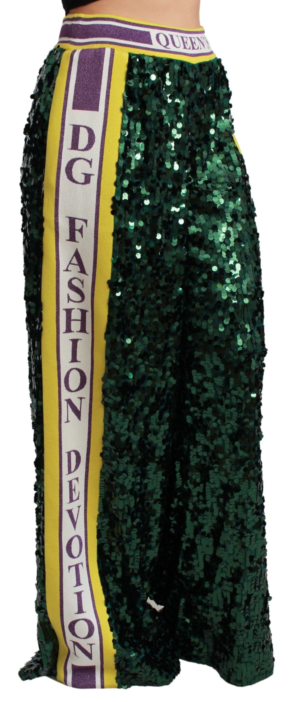 Dolce & Gabbana Grüne Paillettenhosen Queens Angel Pants