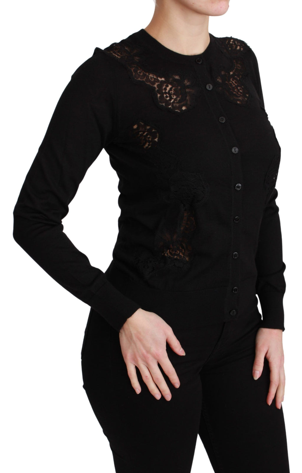 Dolce & Gabbana Black Cashmere Lace Knit Jumper