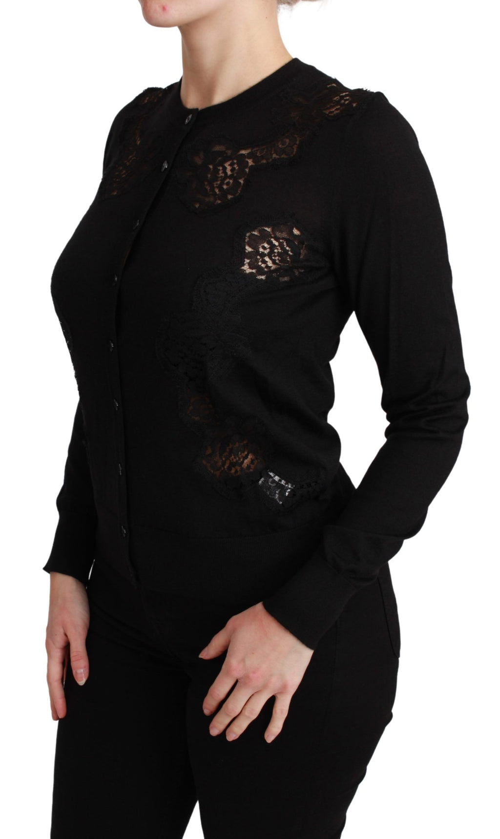 Dolce & Gabbana Black Cashmere Lace Knit Jumper