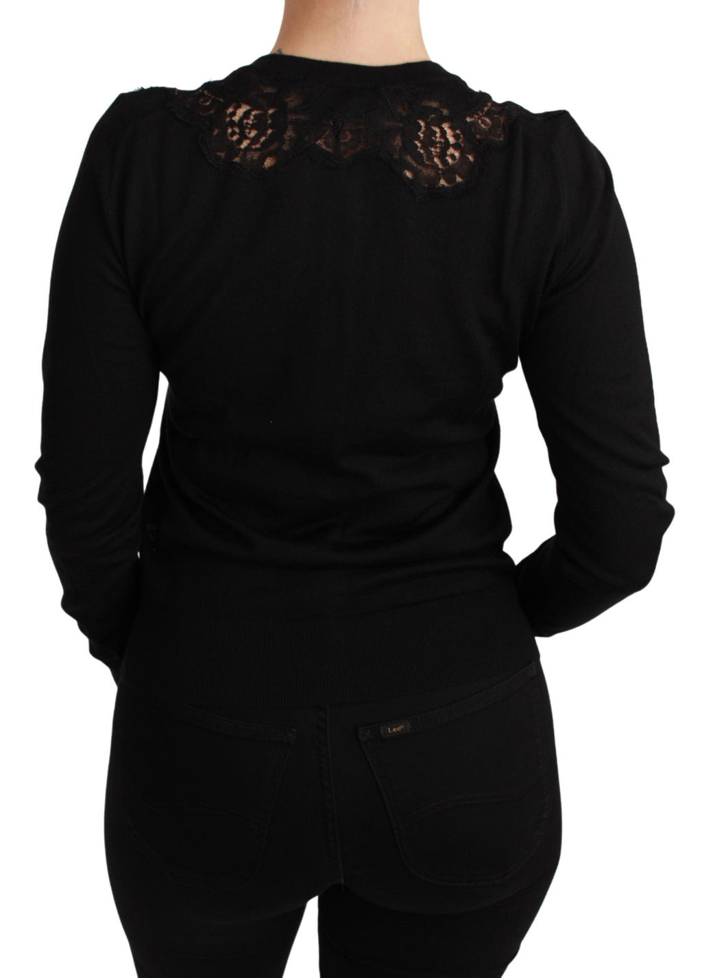 Dolce & Gabbana Black Cashmere Lace Knit Jumper