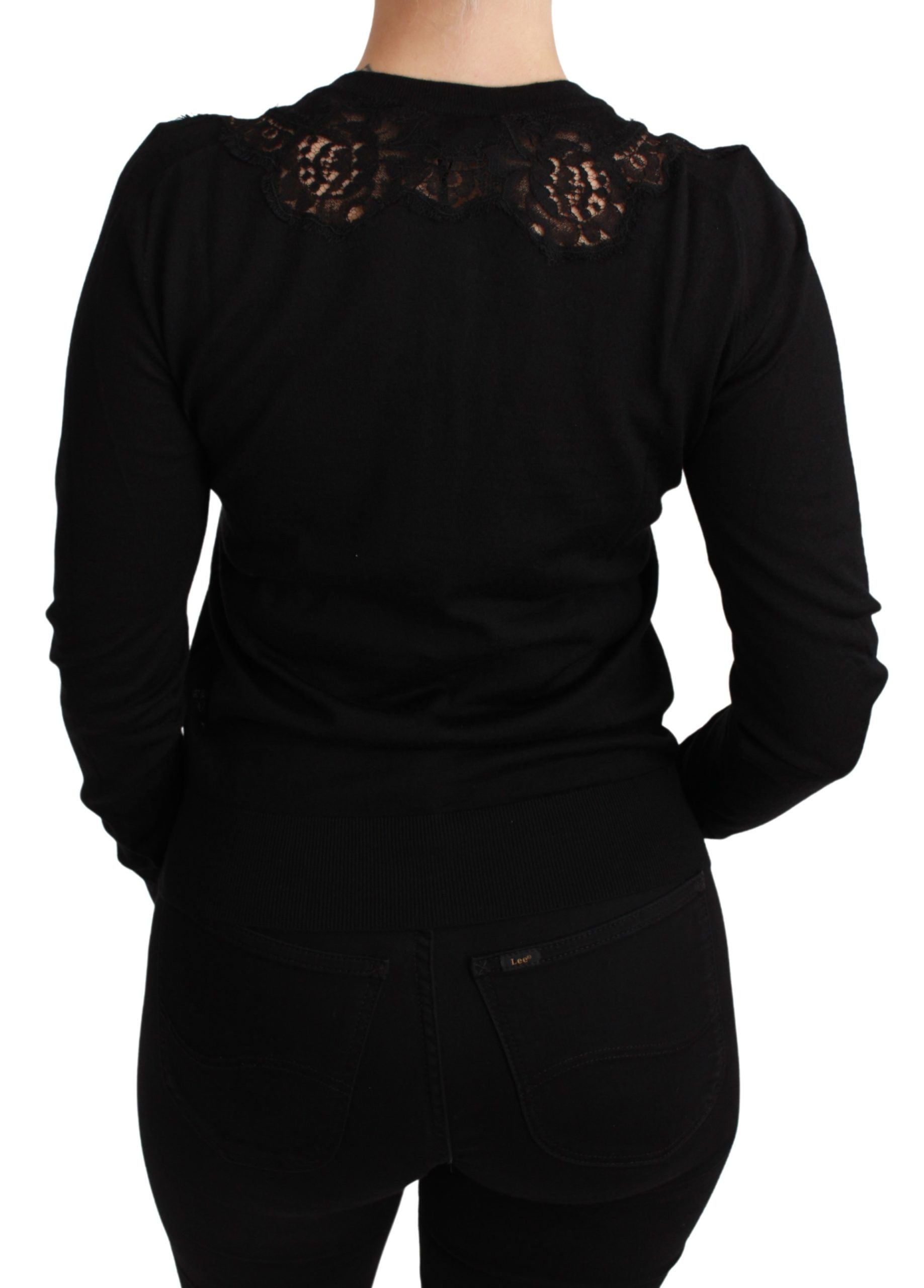 Dolce & Gabbana Black Cashmere Lace Knit Jumper