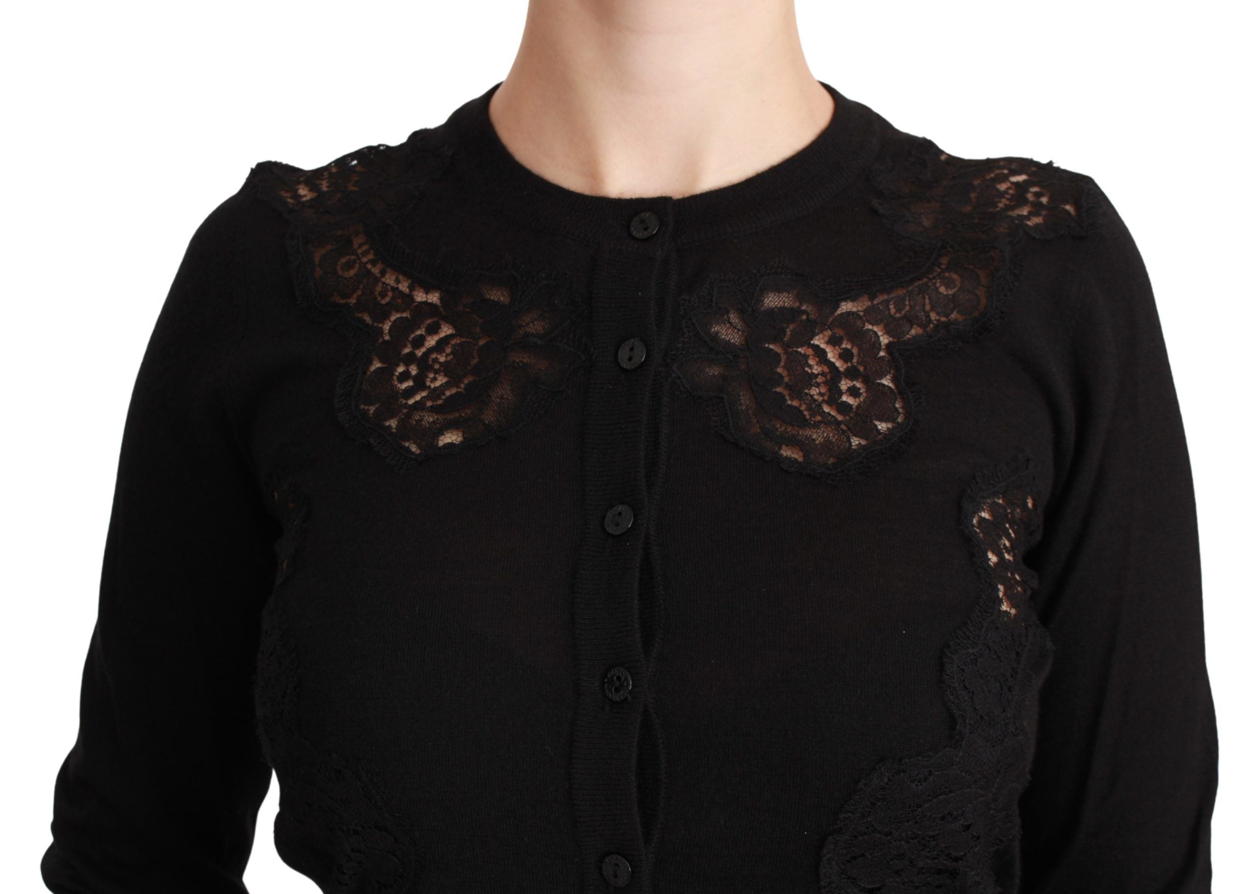Dolce & Gabbana Black Cashmere Lace Knit Jumper