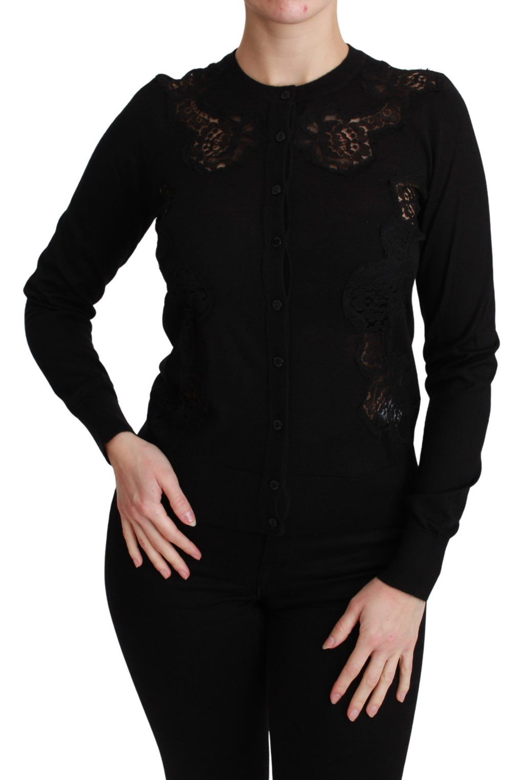 Dolce & Gabbana Black Cashmere Lace Knit Jumper
