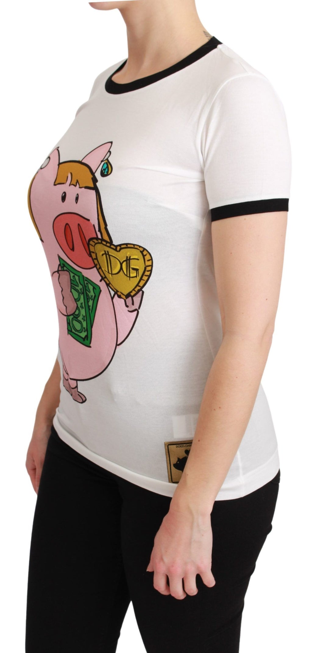 Dolce & Gabbana White YEAR OF THE PIG Cotton T-Shirt