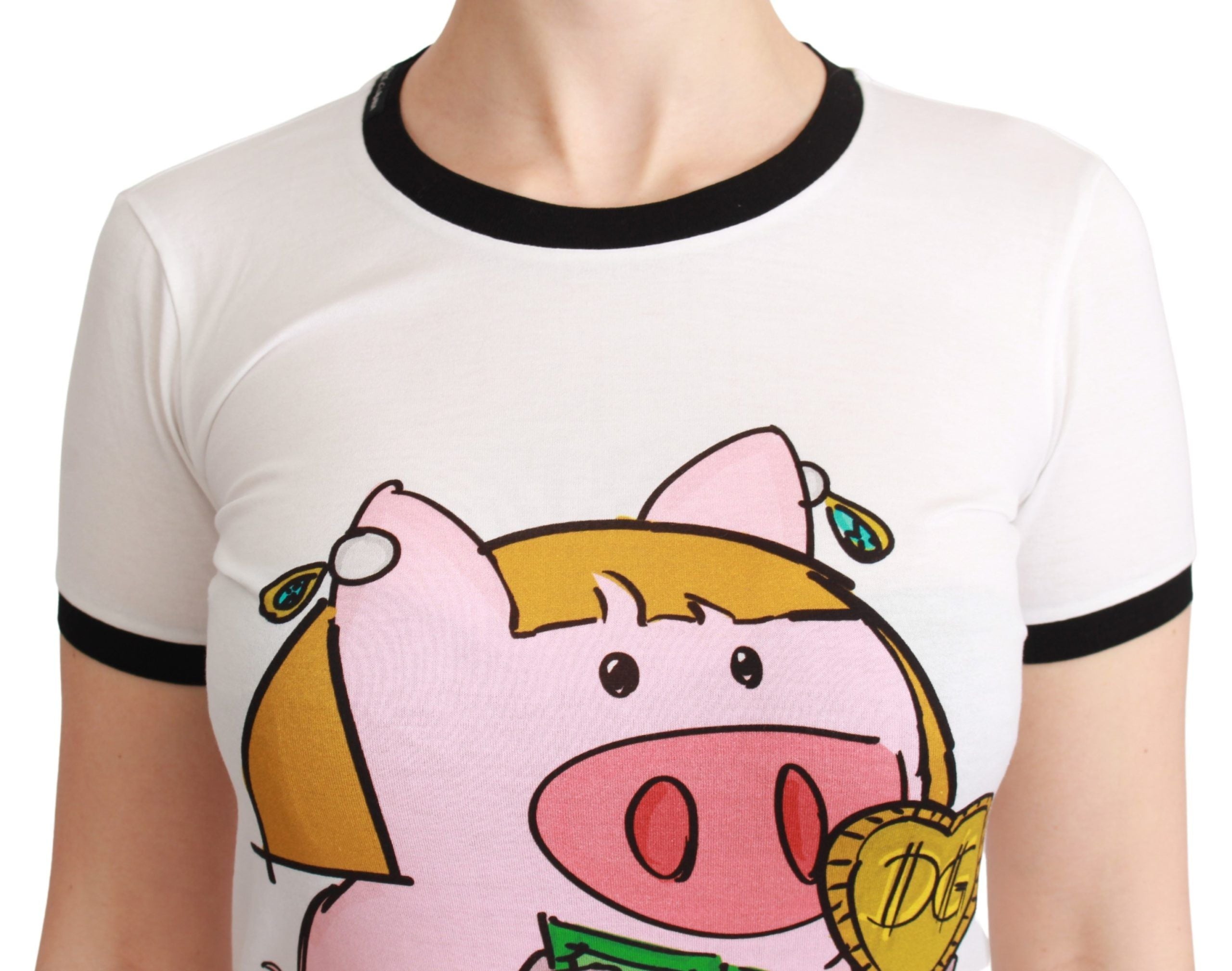 Dolce & Gabbana White YEAR OF THE PIG Cotton T-Shirt