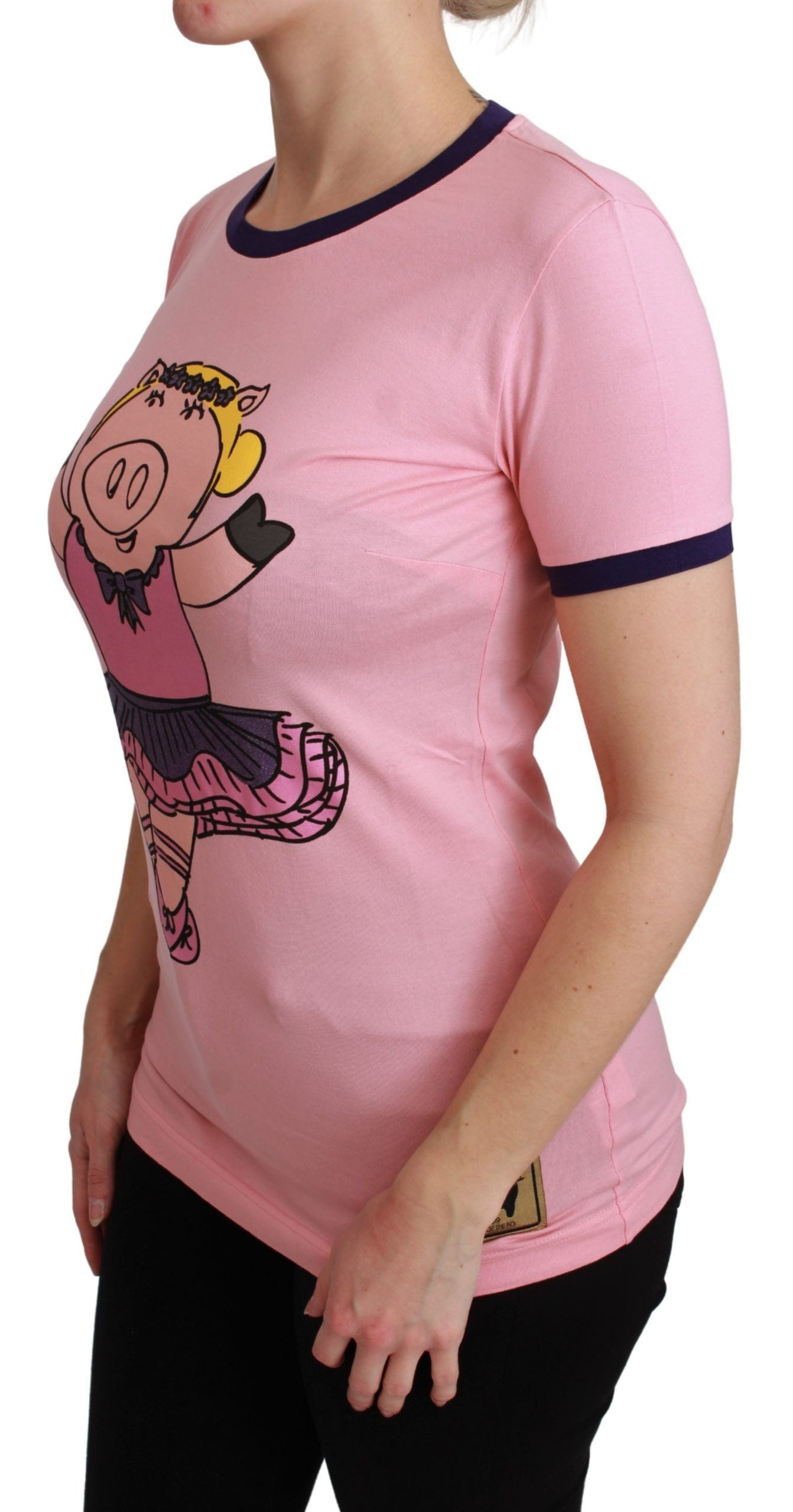 Dolce & Gabbana Rosa YEAR OF THE PIG Cotton Top T-Shirt