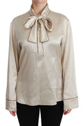Dolce & Gabbana Beigefarbenes Ärmel-Top Queen Seiden-Satin-Bluse