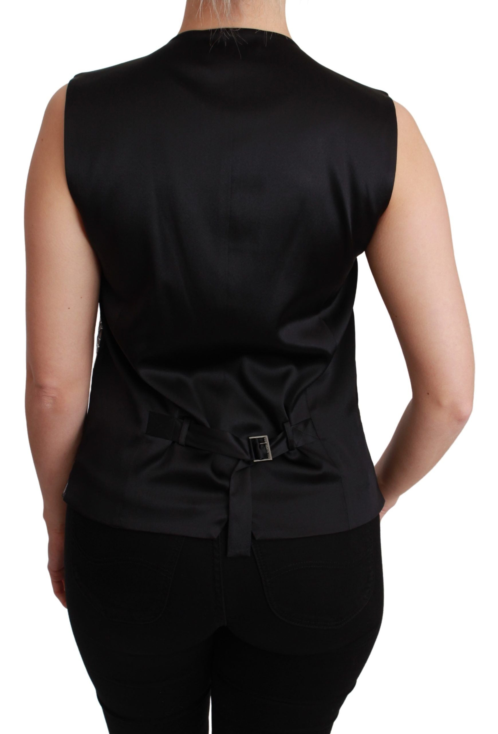 Dolce & Gabbana Sleeveless Silver Brocade Top