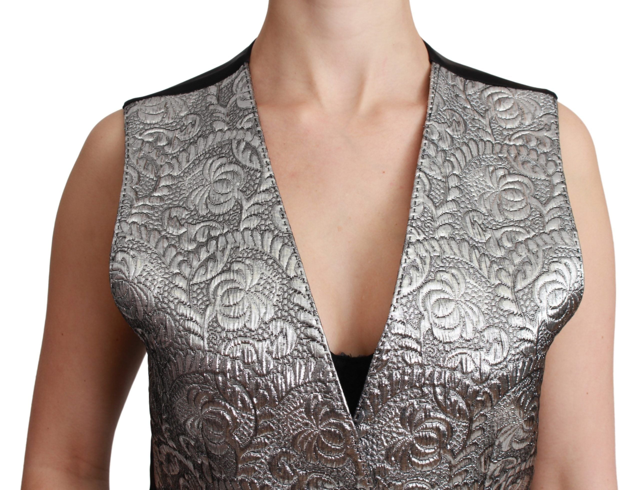 Dolce & Gabbana Sleeveless Silver Brocade Top