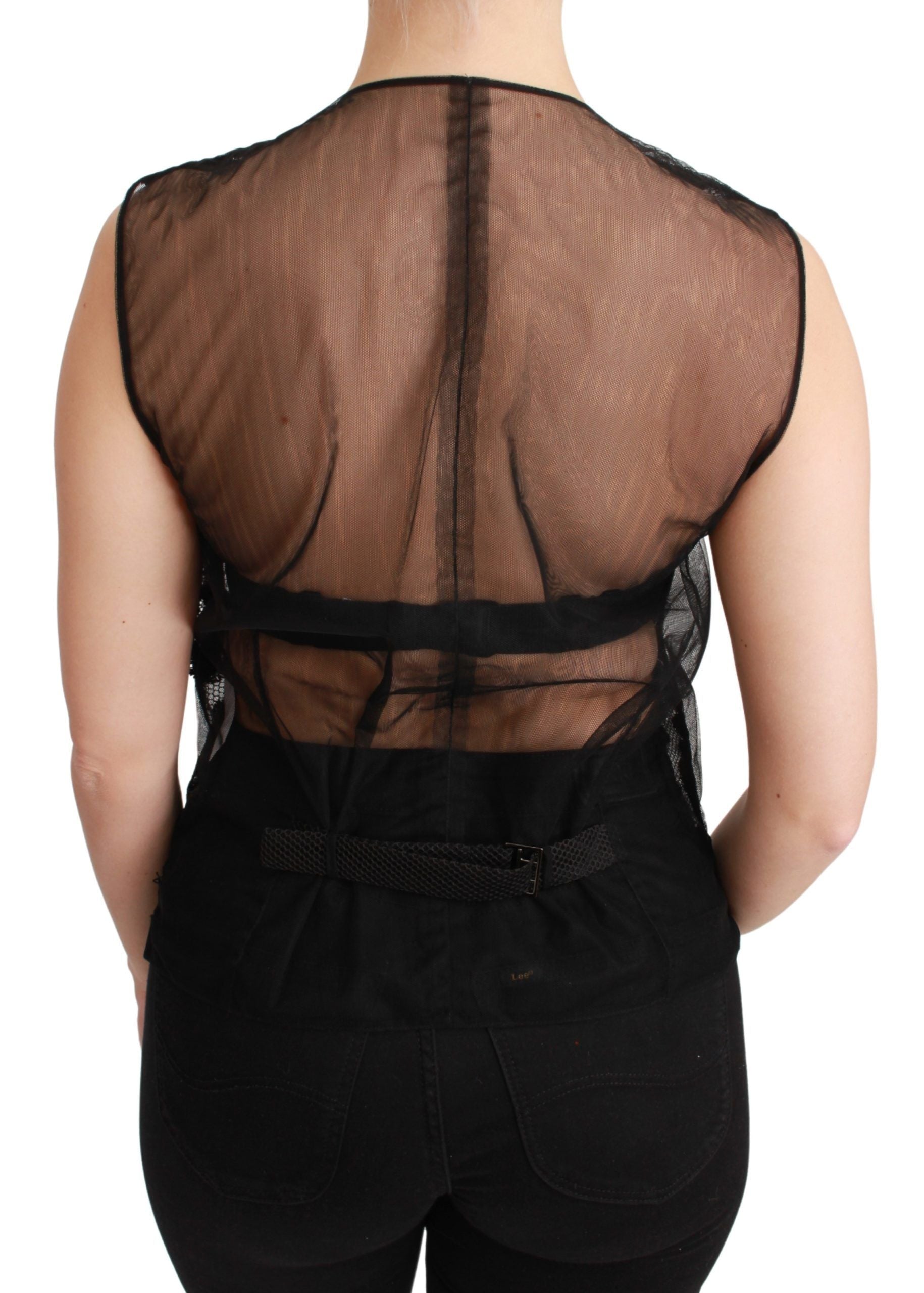 Dolce & Gabbana Black Floral Brocade Top Gilet Vest