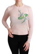 Dolce & Gabbana Pink Floral Silk Cashmere Sweater
