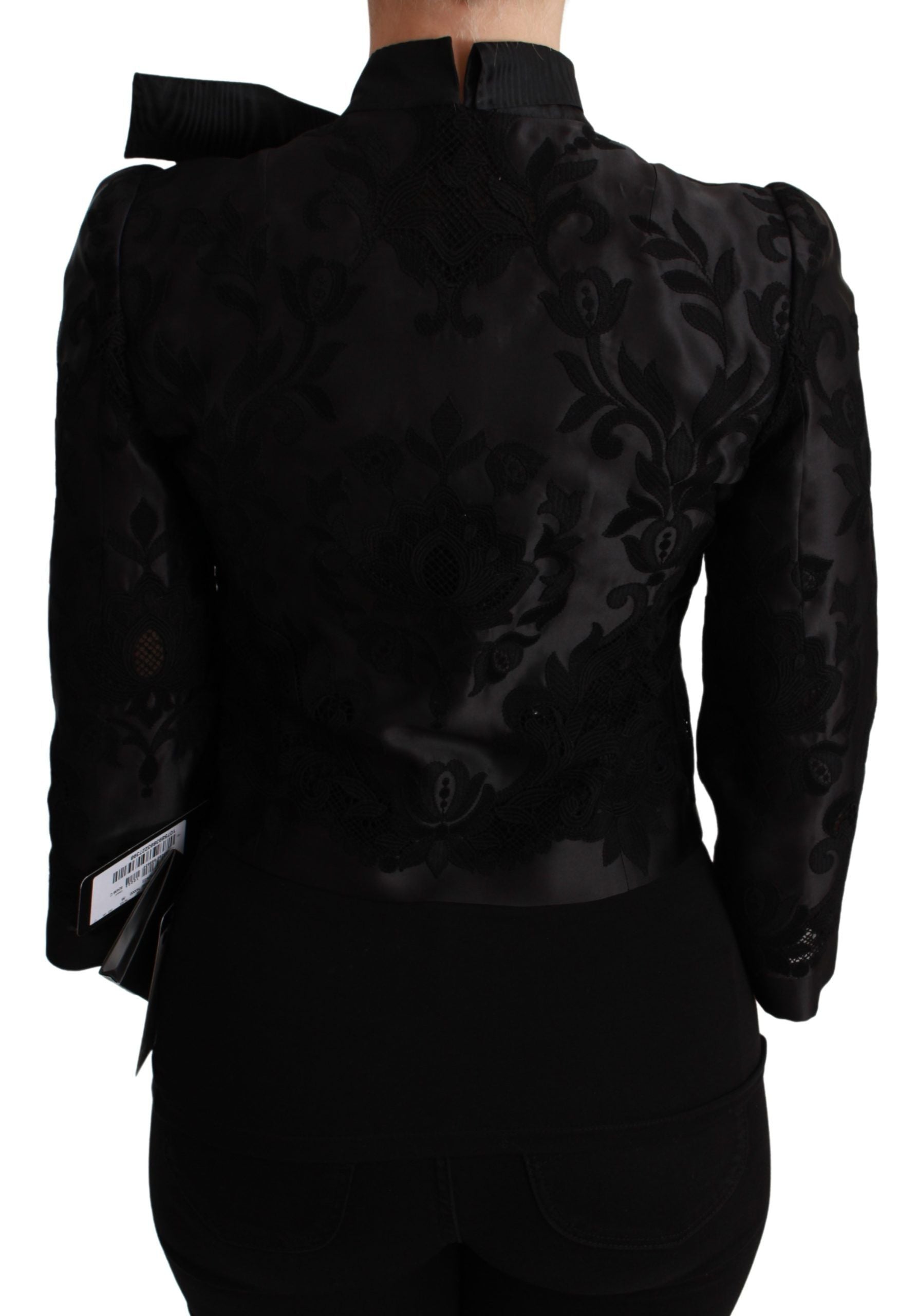 Dolce & Gabbana Black Floral Jacquard Silk Jacket Blazer