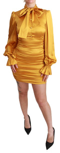 Dolce & Gabbana Yellow Silk Stretch Bodycon Mini Dress