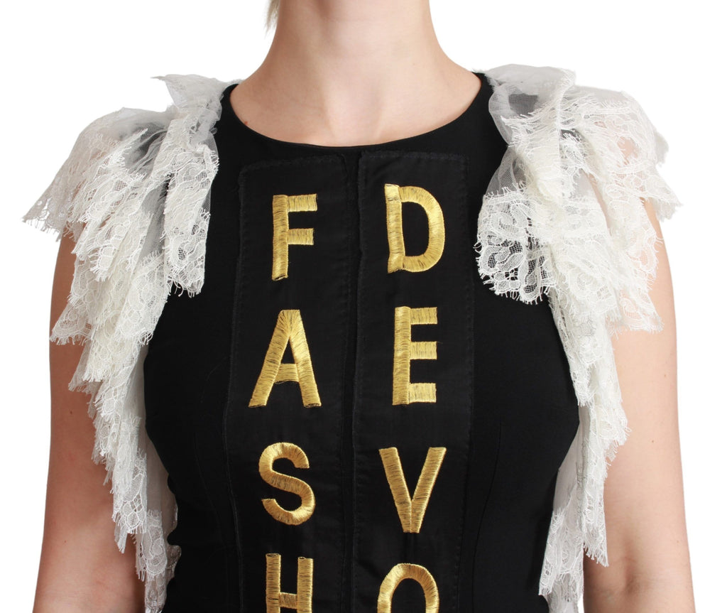 Dolce & Gabbana Schwarzes Fashion Devotion Etuikleid Mini