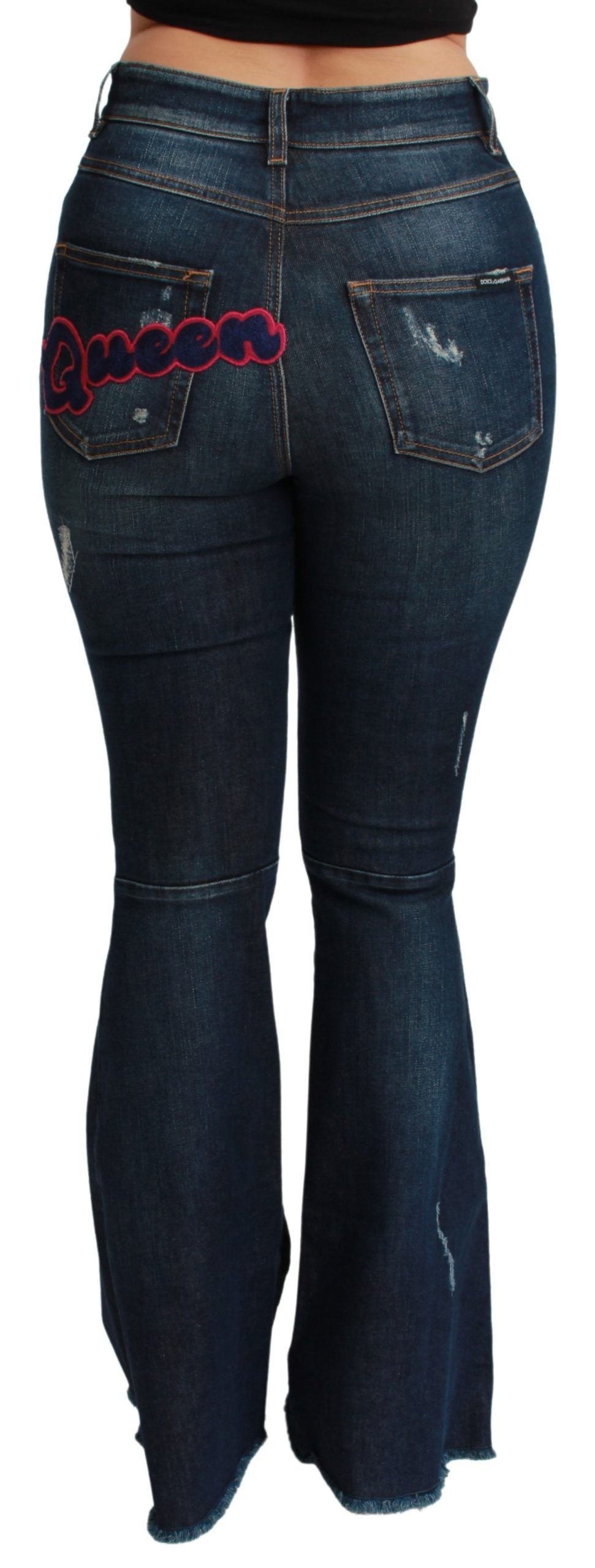 Dolce & Gabbana Blaue Denim-Baumwoll-Stretch-Schlaghosen
