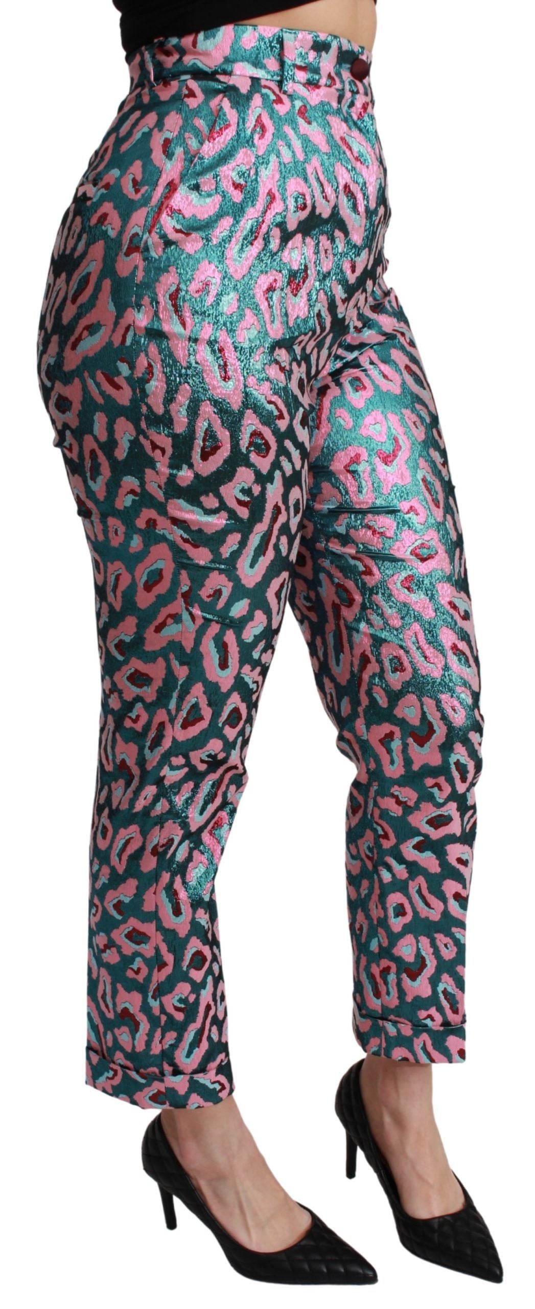 Dolce & Gabbana Multicolor Patterned High-Waisted Cropped Trousers