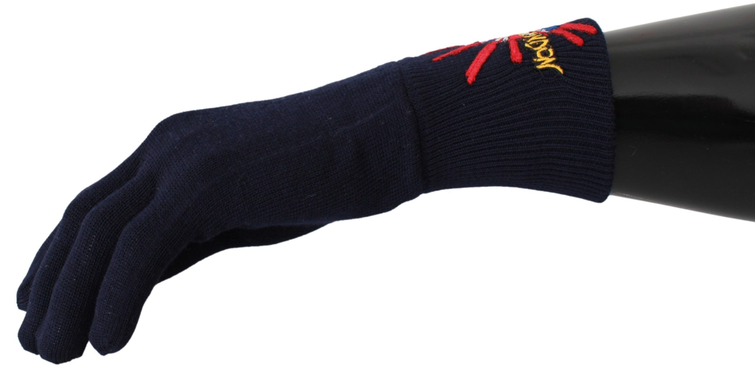 Dolce & Gabbana Blue Embroidered Wool Gloves #DGLovesLondon