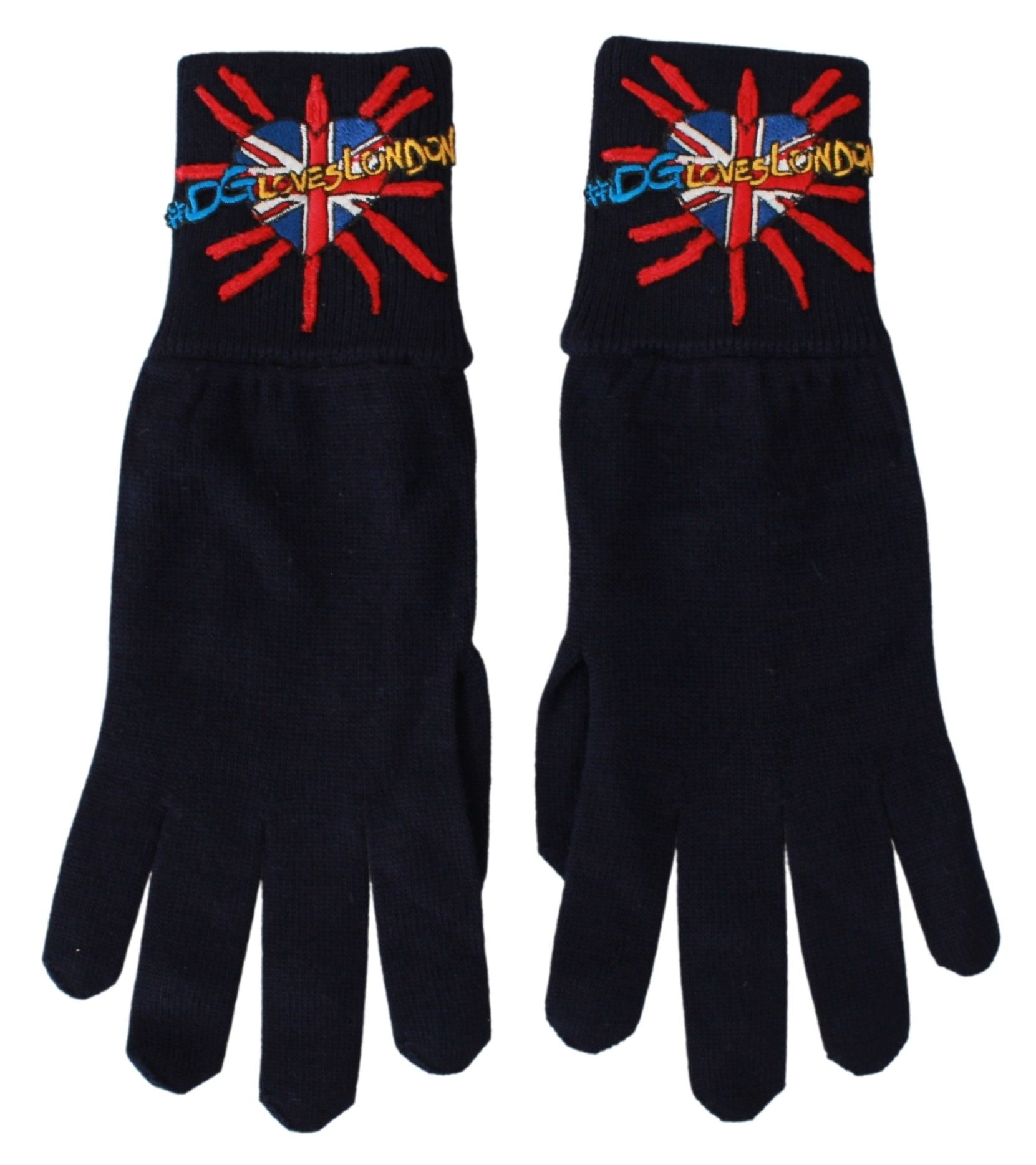 Dolce & Gabbana Blue Embroidered Wool Gloves #DGLovesLondon