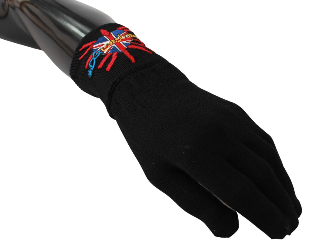 Dolce & Gabbana Schwarz #DGLovesLondon Bestickte Wollhandschuhe