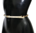 Dolce & Gabbana White Leather Belt with Crystals
