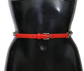 Dolce & Gabbana Roter Leder Rosen Floral Silberner Taillengürtel